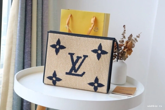 WIS Pouch VUITTON Toiletry LOUIS Monogram Raffia 0912